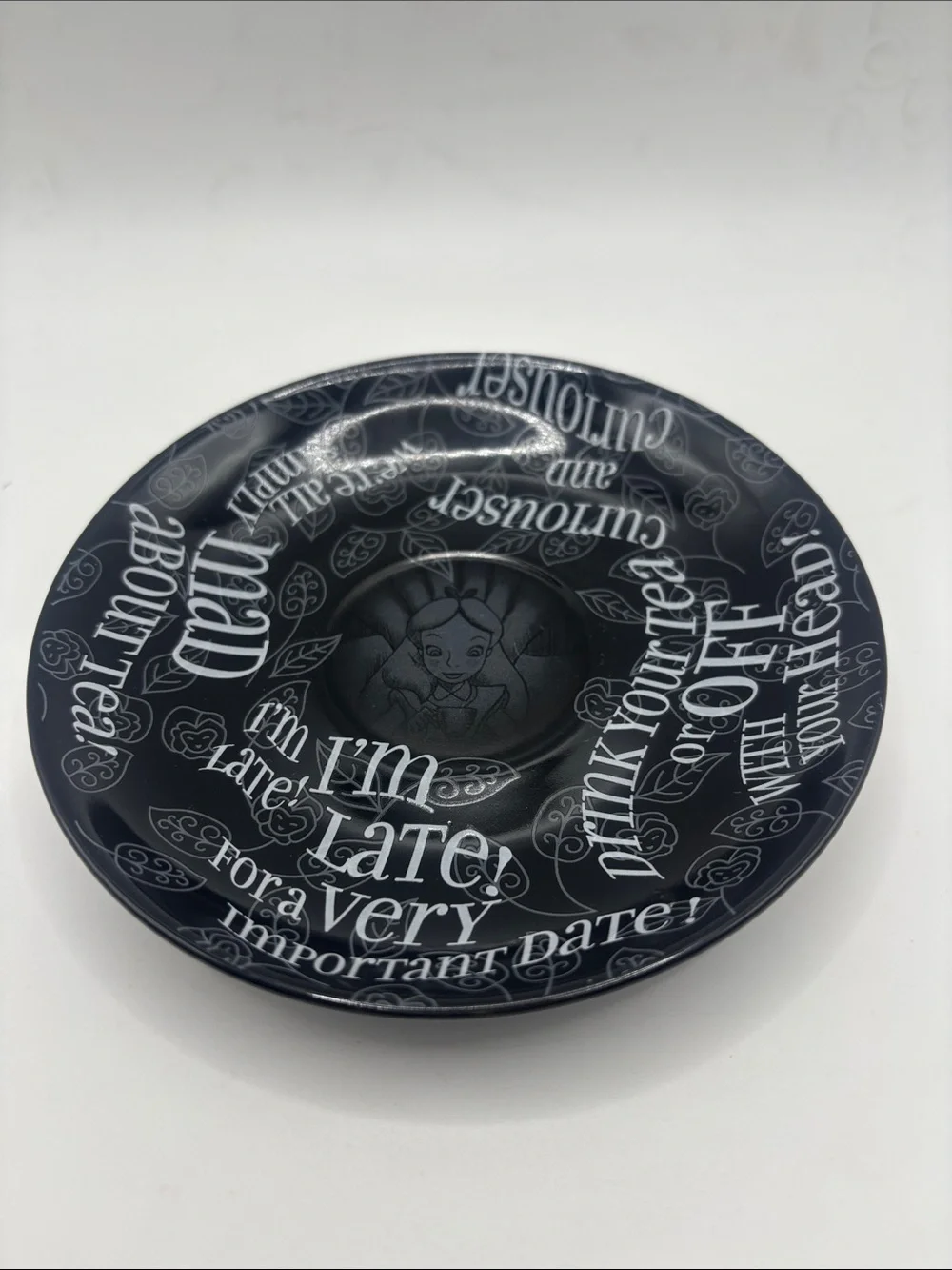 Disney Black Alice in Wonderland White Rabbit Teacup & Saucer